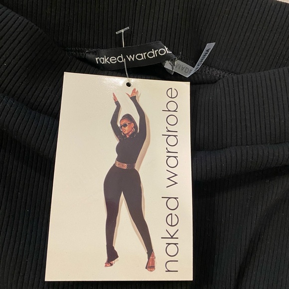 Naked Wardrobe Black Ribbed Leggings Medium - Picture 5 of 6